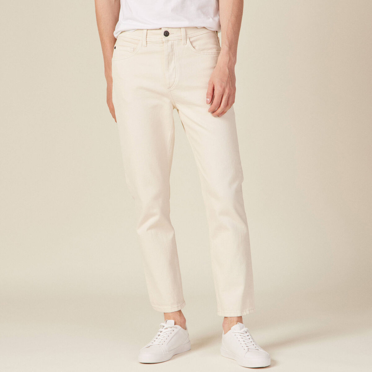 Jeans slim 5 poches denim blanc homme