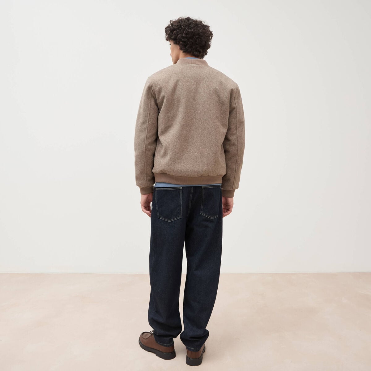 Blouson doubl&eacute; manches longues taupe homme