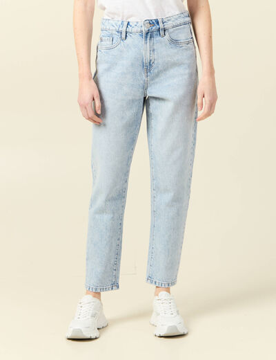 Jeans mom 7/8ème denim snow bleu femme