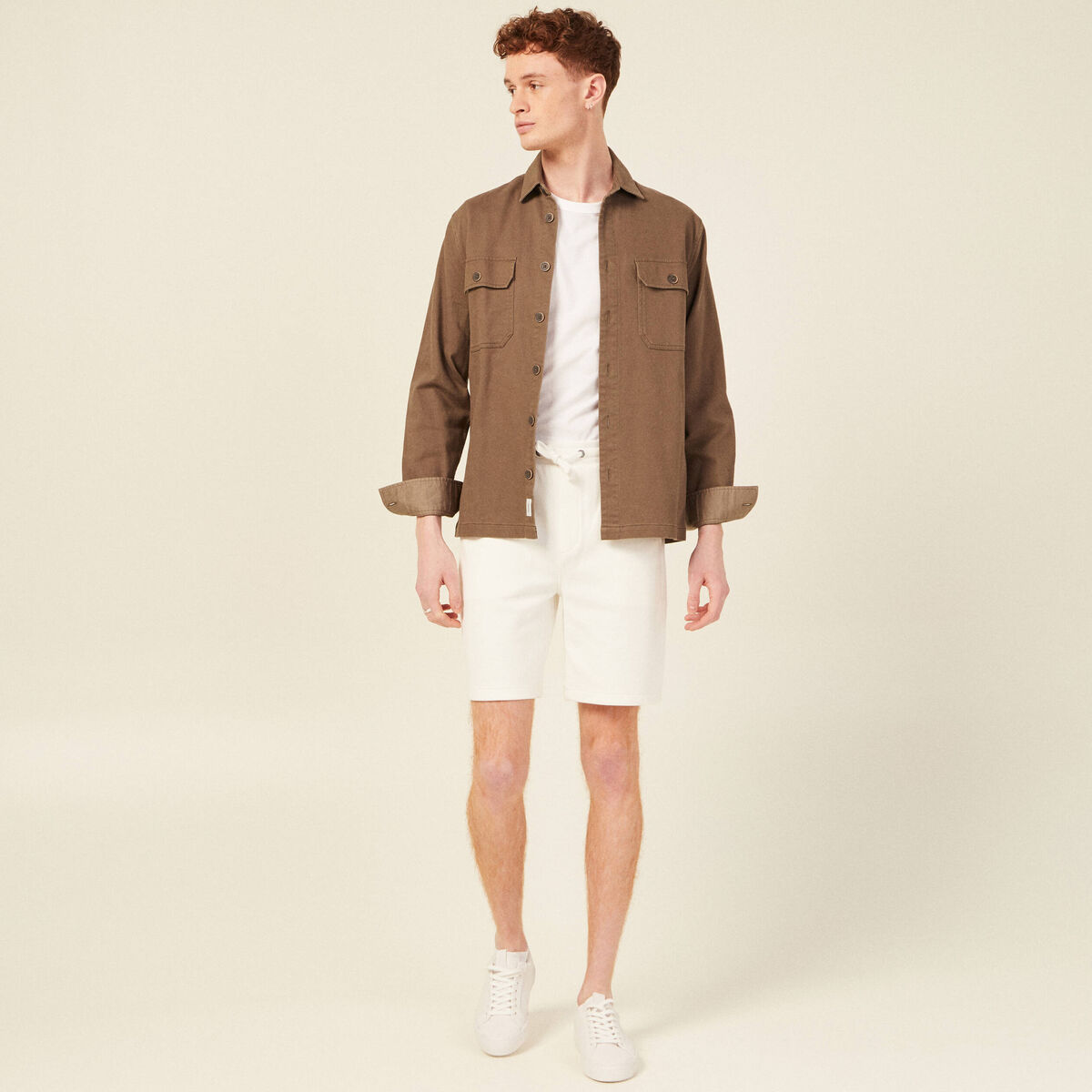 Short éco-responsable ecru homme