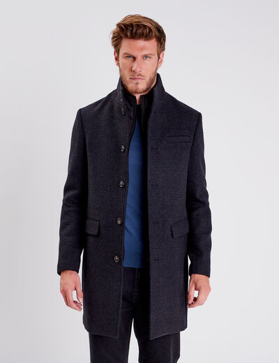 Pardessus droit boutonné gris foncé homme