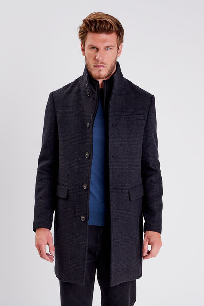 Pardessus droit boutonné gris foncé homme