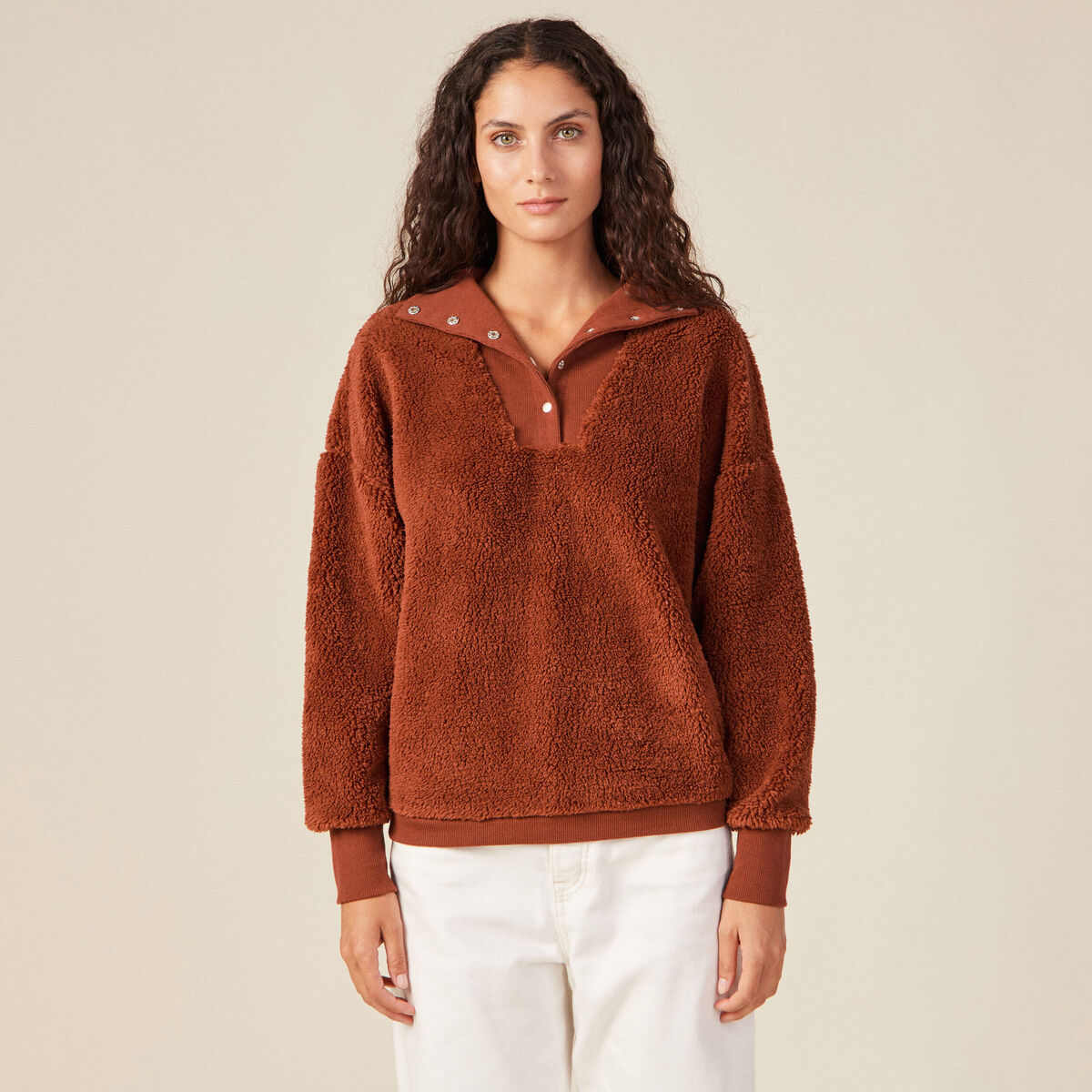 Sweat éco-responsable rouge foncé femme