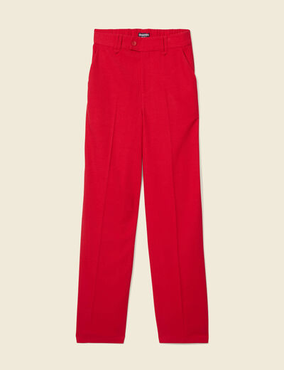 Pantalon city large à pinces rouge femme