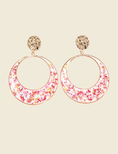 Boucles d'oreilles pendantes rose femme