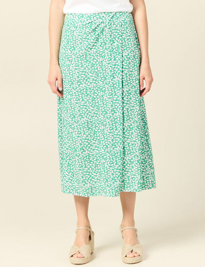 Jupe longue évasée vert femme