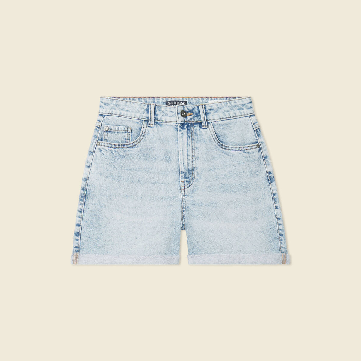 Short mom éco-responsable denim snow bleu femme