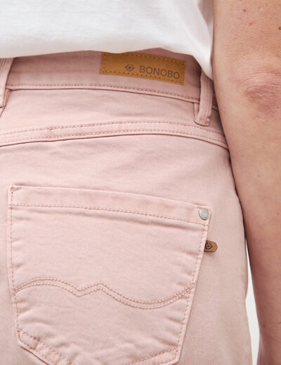 Short mom taille haute rose clair femme