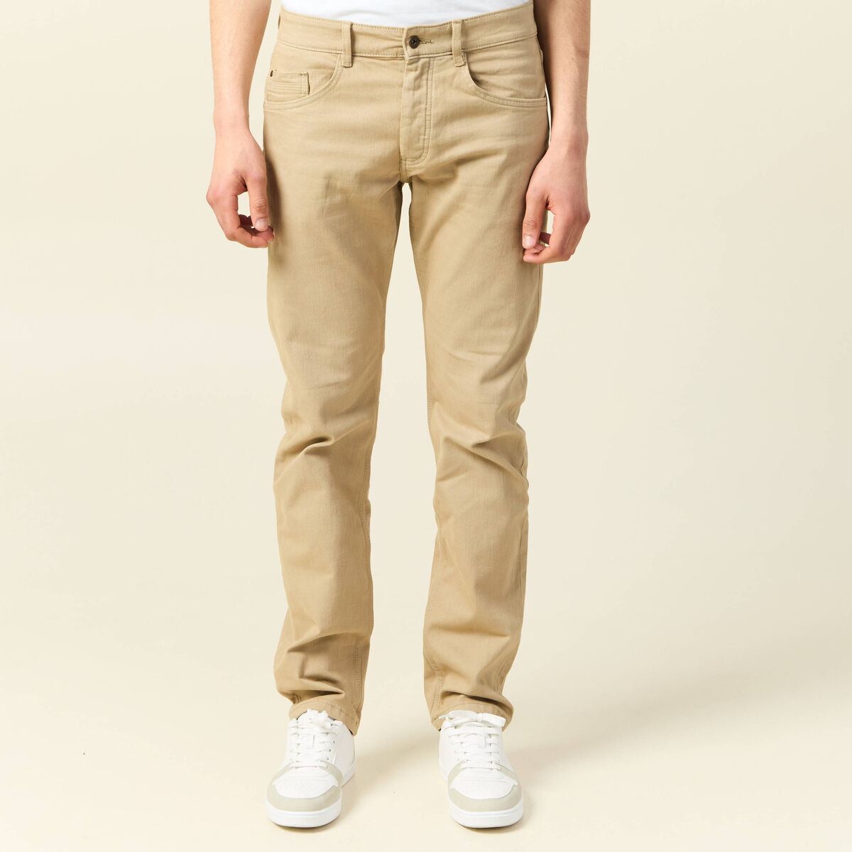 Jeans straight longueur 34 denim beige homme