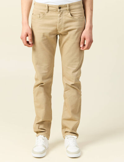 Jeans straight longueur 34 denim beige homme