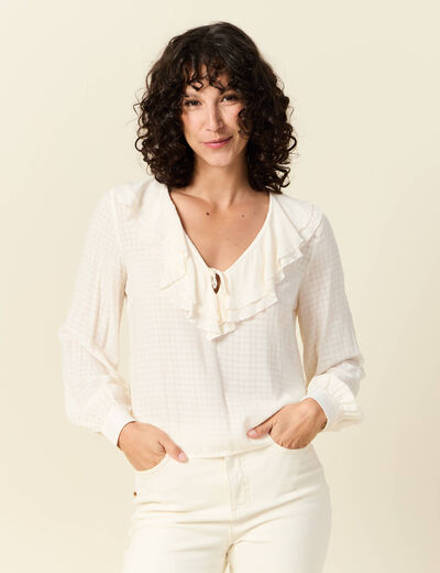 Blouse manches longues creme femme