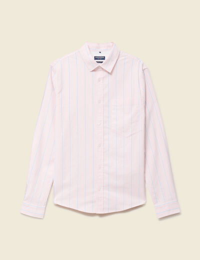 Chemise manches longues rose poudr&eacute;e homme