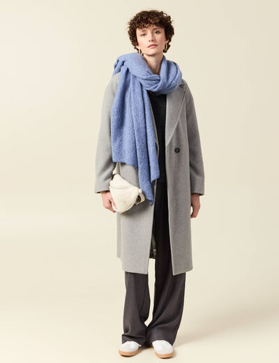 Pull manches longues col en V gris foncé femme