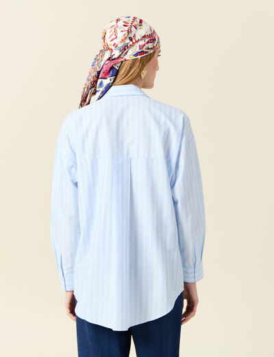 Chemise manches longues bleu ciel femme