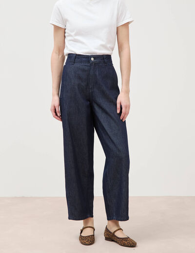 Jeans slouchy taille haute denim brut femme