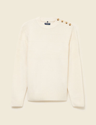 Pull col rond ecru homme
