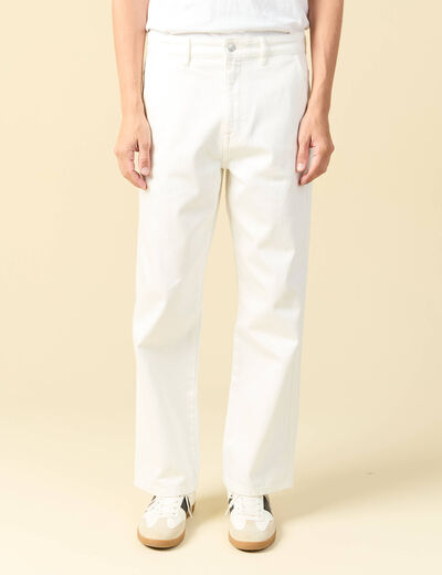 Jeans loose longueur 32 en coton denim blanc homme