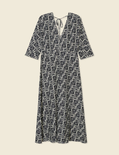 Robe midi droite manches 3/4 creme femme