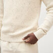 Pull col rond manches longues en coton ecru homme
