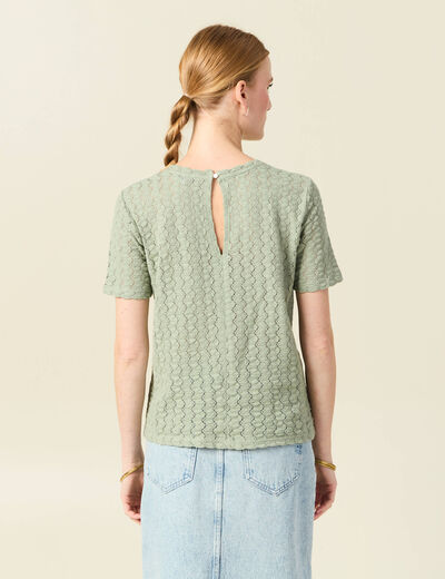 T-shirt manches courtes vert olive femme