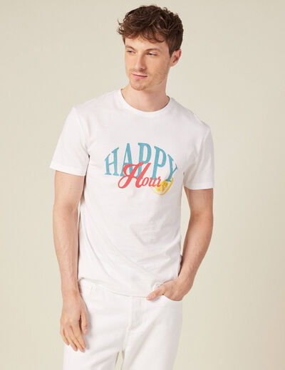 T-shirt manches courtes ecru homme