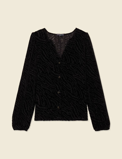 Chemise manches longues noir femme