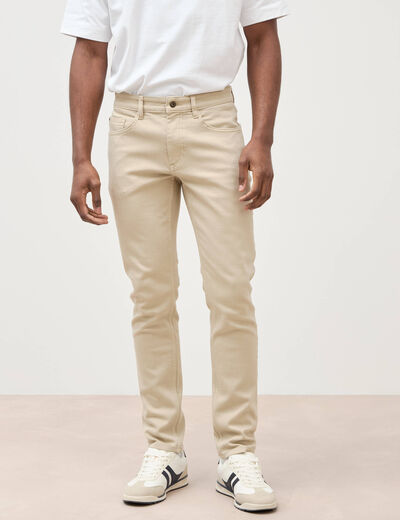 Jeans slim 5 poches denim beige homme