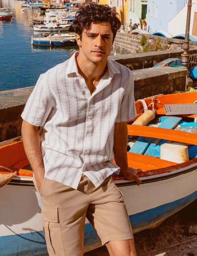 Chemise manches courtes ecru homme
