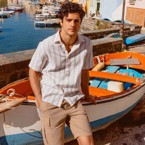 Chemise manches courtes ecru homme