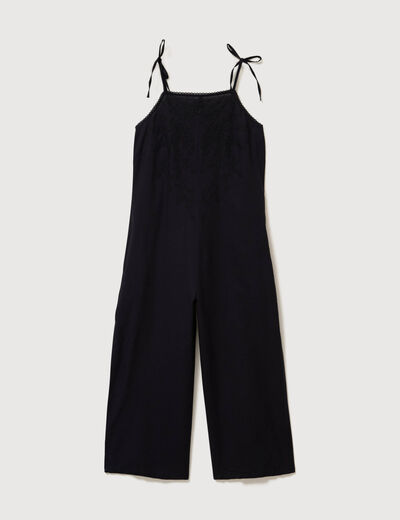 Combinaison salopette col carr&eacute; noir femme