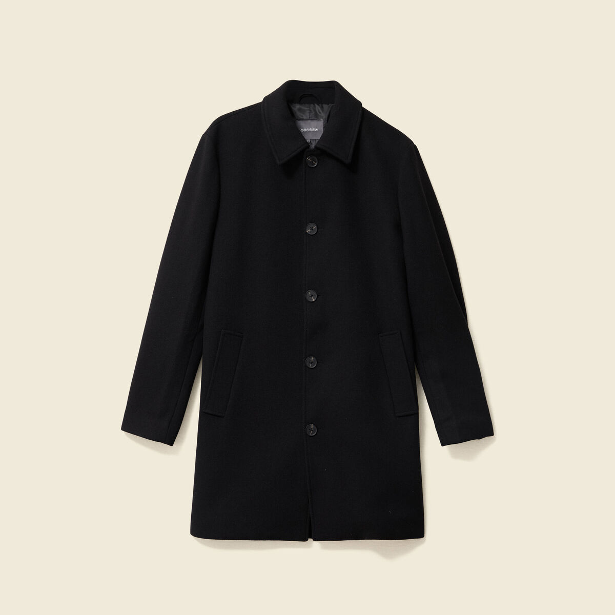 Manteau droit long manches longues noir homme