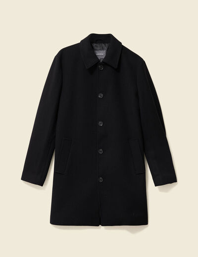 Manteau droit long manches longues noir homme