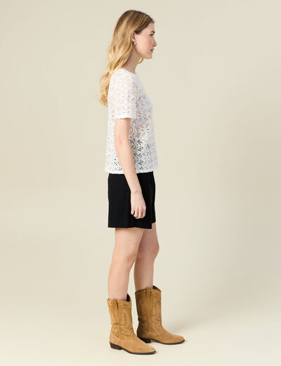 T-shirt manches courtes ecru femme