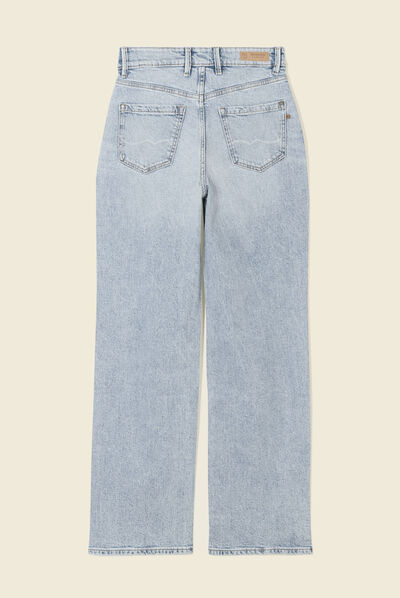 Jeans jambe large denim snow bleu femme