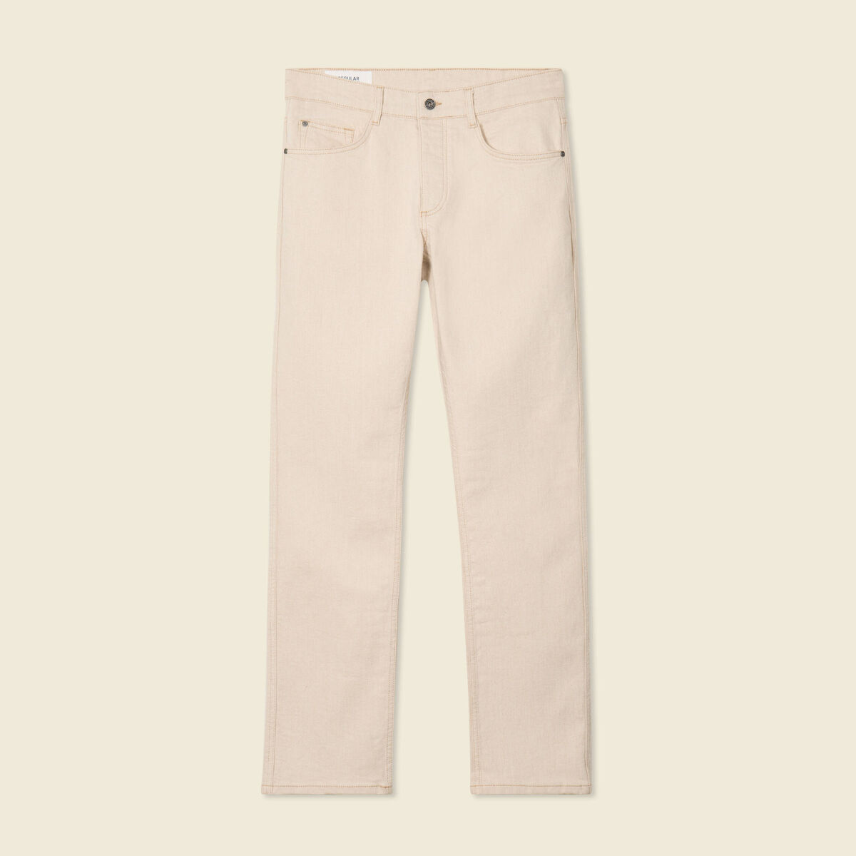 Jeans regular 5 poches denim beige homme