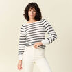 Pull manches longues ajouré ecru femme