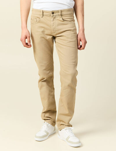 Jeans straight longueur 34 denim beige homme