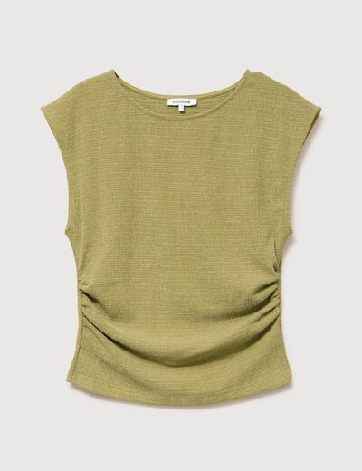 T-shirt ajust&eacute; sans manches vert kaki femme