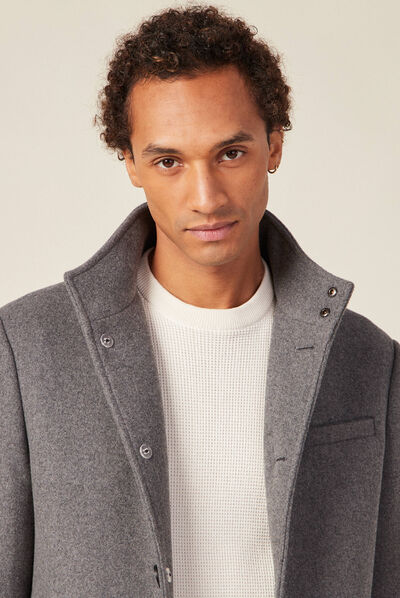 Pardessus droit boutonné gris foncé homme