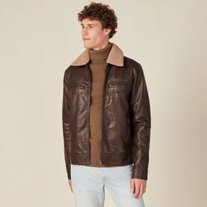blouson droit col aviateur marron homme Blouson droit col aviateur marron homme