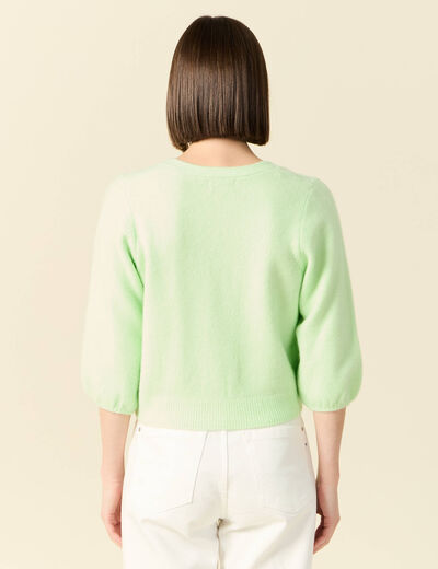 Gilet manches 3/4 vert clair femme