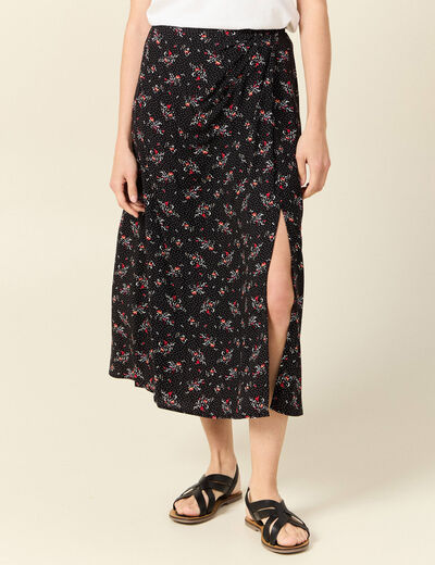 Jupe longue évasée noir femme