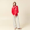 Pull manches longues rouge fonc&eacute; femme