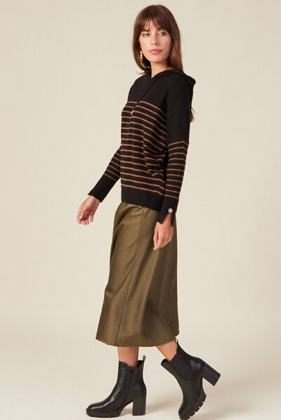 Pull manches longues noir femme