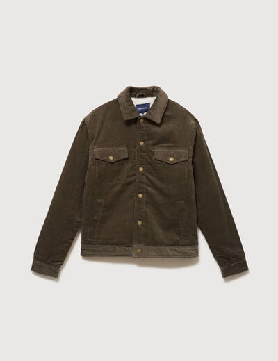 Blouson droit en velours manches longues taupe homme