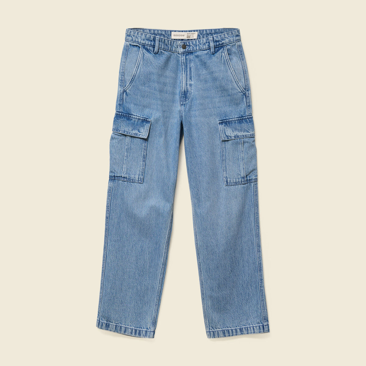 Cargo en coton denim bleach homme