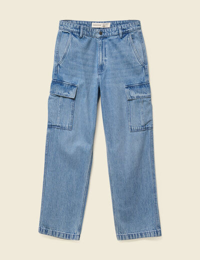 Cargo en coton denim bleach homme