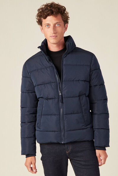 Doudoune droite zippée bleu marine homme