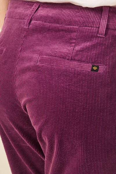 Pantalon chino velours côtelé violet femme