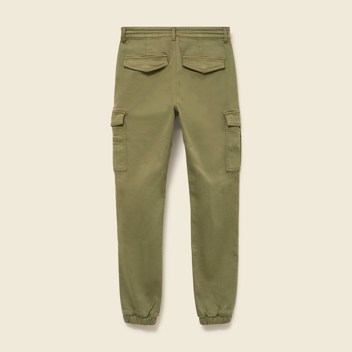 Pantalon cargo battle 7/8&egrave;me en maille vert kaki femme